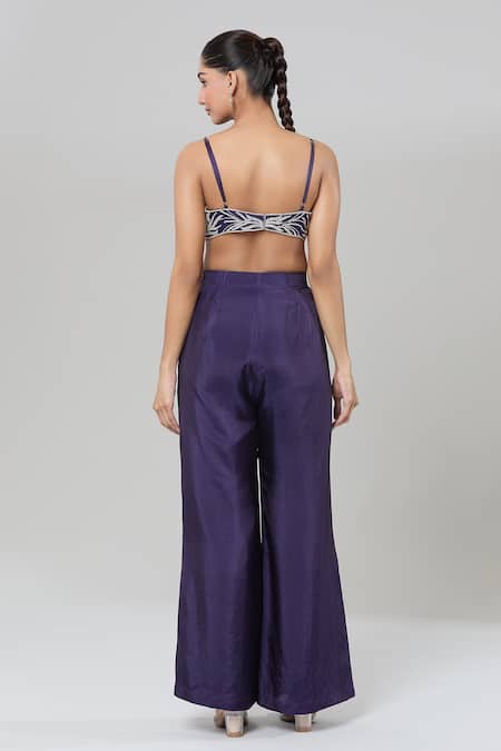 Kashmiraa Sequin Embroidered Bustier Cape Pant Set 