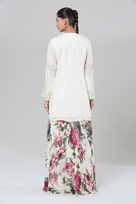 Kashmiraa Floral Print Sequin Embroidered Kurta Set 