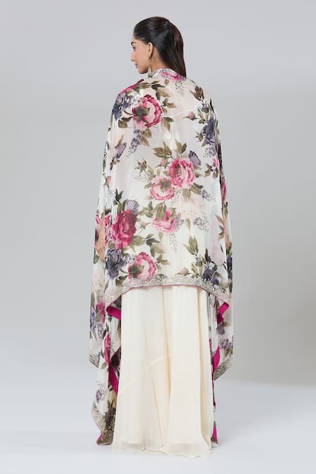 Kashmiraa Botanical Print Cape Sharara Set 