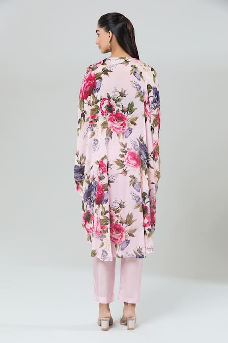 Kashmiraa Floral Embroidered Kaftan & Pant Set 