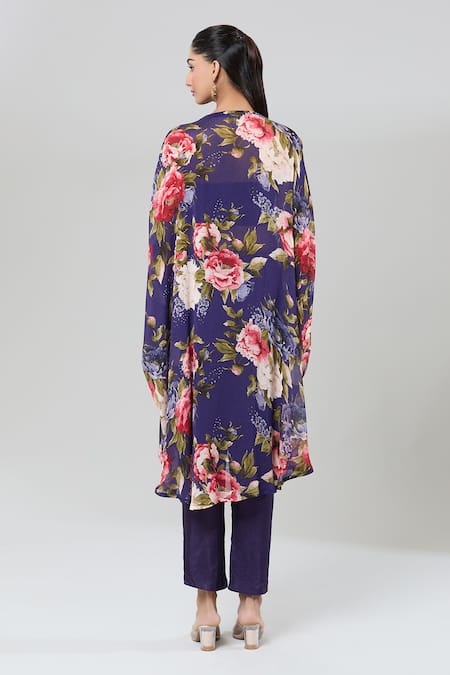 Kashmiraa Botanical Print Kaftan & Pant Set 