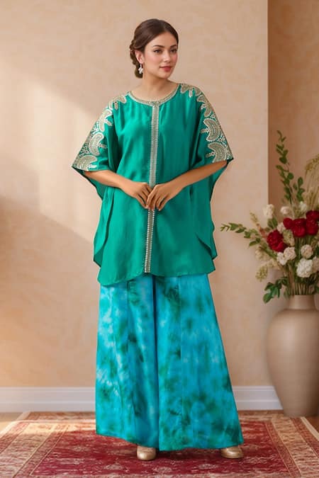 Samyukta Singhania Dori Embroidered Kaftan & Tye-Dye Palazzo 