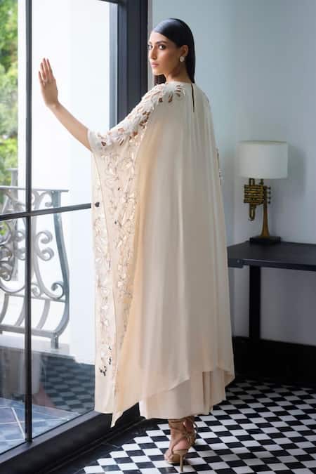 Label Ruhbab Embroidered Cutwork Kaftan With Trouser 