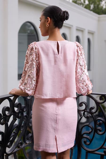 Label Ruhbab Sequin Sleeve Top With Inner Dress 