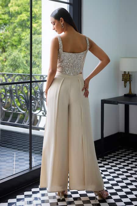 Label Ruhbab 3D Sequin Embellished Corset & Draped Trouser 