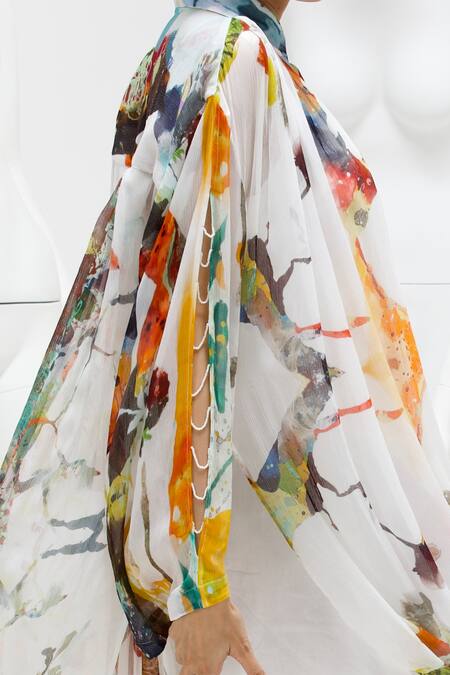 Buy She'll Multi Color Chiffon, Cotton Collared Abstract Print Shirt Dress Online at Aza Fashions Buy_She'll_Multi Color Chiffon, Cotton Collared Abstract Print Shirt Dress _Online_at_Aza_Fashions