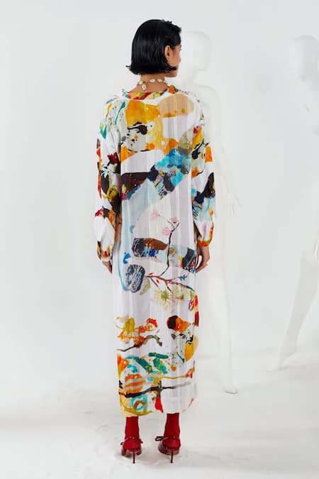 Shop She'll Multi Color Cotton Collared, Scoop Neck Abstract Print Trapeze Dress And Bralette at Aza Fashions Shop_She'll_Multi Color Cotton Collared, Scoop Neck Abstract Print Trapeze Dress And Bralette _at_Aza_Fashions