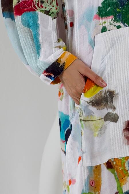 Shop She'll Multi Color Cotton Collared, Scoop Neck Abstract Print Trapeze Dress And Bralette Online at Aza Fashions Shop_She'll_Multi Color Cotton Collared, Scoop Neck Abstract Print Trapeze Dress And Bralette _Online_at_Aza_Fashions