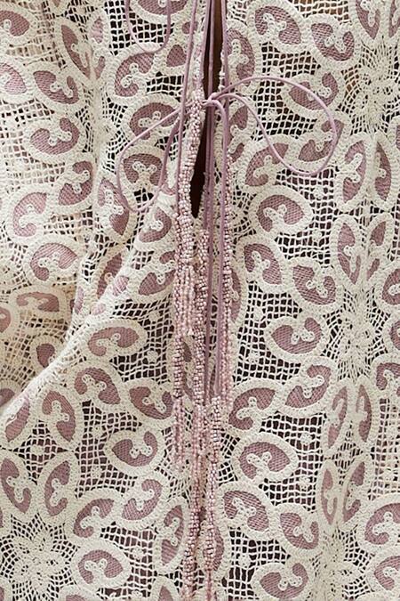 Buy She'll Purple Lace, Modal Beads, Patchwork Round Neck Lilac Layered Maxi Dress Online at Aza Fashions Buy_She'll_Purple Lace, Modal Beads, Patchwork Round Neck Lilac Layered Maxi Dress _Online_at_Aza_Fashions