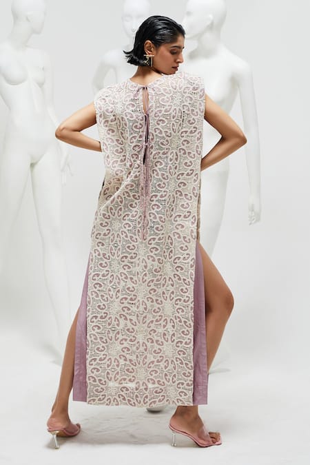 Shop She'll Purple Lace, Modal Beads, Patchwork Round Neck Lilac Layered Maxi Dress at Aza Fashions Shop_She'll_Purple Lace, Modal Beads, Patchwork Round Neck Lilac Layered Maxi Dress _at_Aza_Fashions