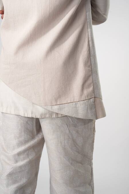 Orthodox_Pink Hemp Embroidery Zardozi Kurta _Online_at_Aza_Fashions