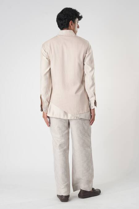 Buy_Orthodox_Pink Hemp Embroidery Zardozi Kurta _Online_at_Aza_Fashions