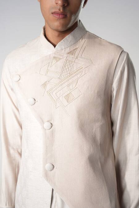 Orthodox_Pink Hemp Embroidery Zardozi Kurta _at_Aza_Fashions