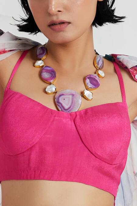 Shop She'll Pink Crepe, Chiffon Beads Sweetheart Floral Abstract Print Shirt And Shorts Set Online at Aza Fashions Shop_She'll_Pink Crepe, Chiffon Beads Sweetheart Floral Abstract Print Shirt And Shorts Set _Online_at_Aza_Fashions