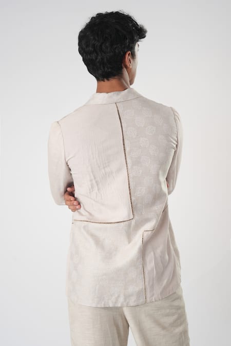 Orthodox Leaf Print Aari Embroidered Blazer 