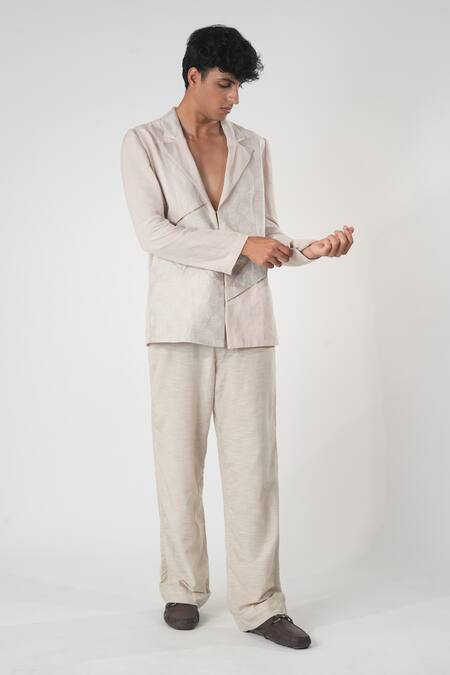 Orthodox Pink Hemp Embroidery Leaf Print Aari Blazer Online at Aza Fashions Orthodox_Pink Hemp Embroidery Leaf Print Aari Blazer _Online_at_Aza_Fashions