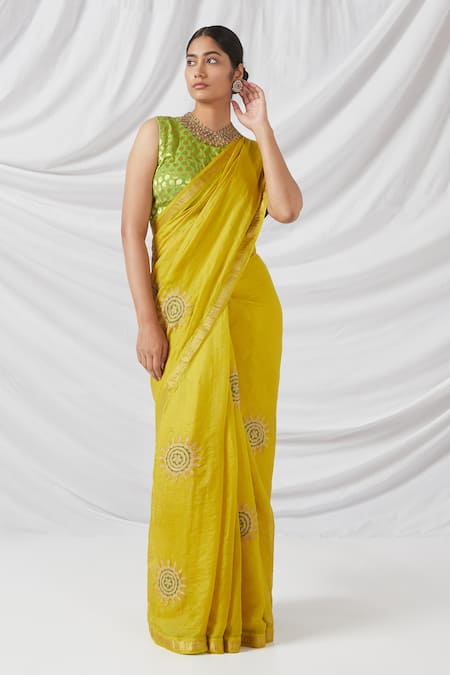 Latha Puttanna Padmini Bloom Applique Saree & Butti Blouse 