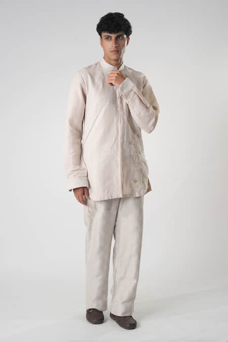 Orthodox Pink Hemp Cut Work, Sequins Cutdana Embroidered Shirt Kurta Online at Aza Fashions Orthodox_Pink Hemp Cut Work, Sequins Cutdana Embroidered Shirt Kurta _Online_at_Aza_Fashions