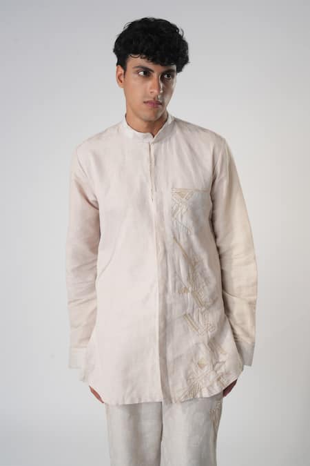 Orthodox Cutdana Placement Embroidered Shirt Kurta 