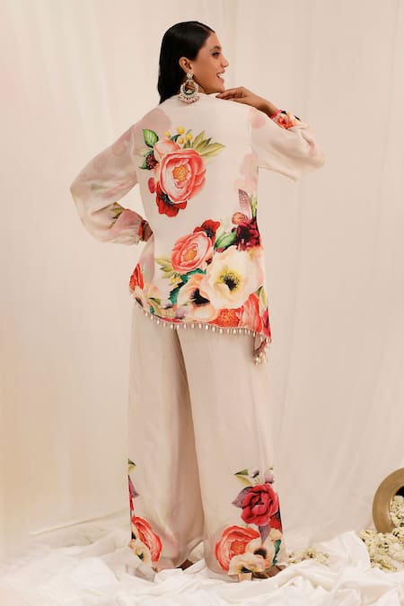 Surkh Syahi Gul Dasta Print Tunic & Palazzo Set 