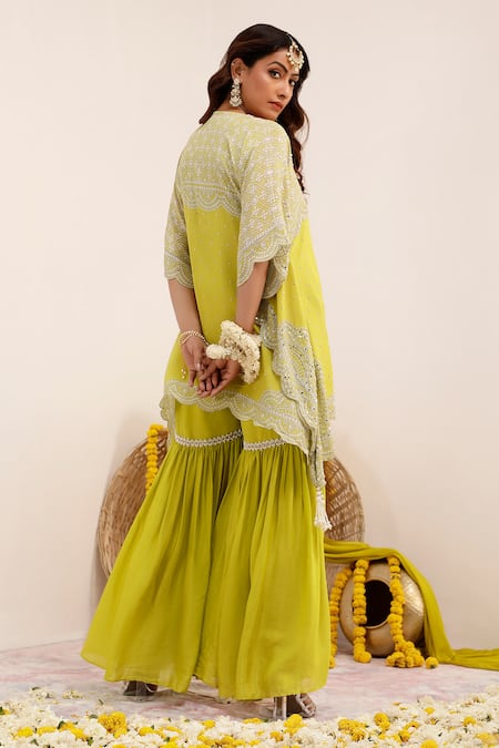 Surkh Syahi Pearl Print Gharara & Kurta Set 