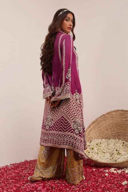 Surkh Syahi Gul Print Kurta Palazzo Set  
