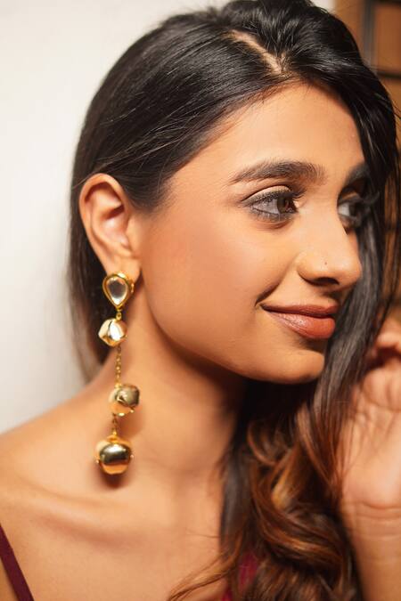 Buy Rejuvenate Jewels Gold Plated Gota Patti, Studs Cascading Ghungroo Drop Earrings Online at Aza Fashions Buy_Rejuvenate Jewels_Gold Plated Gota Patti, Studs Cascading Ghungroo Drop Earrings _Online_at_Aza_Fashions