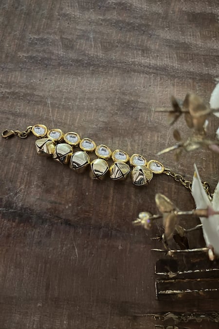 Rejuvenate Jewels Gold Kundan Embellished Anklet