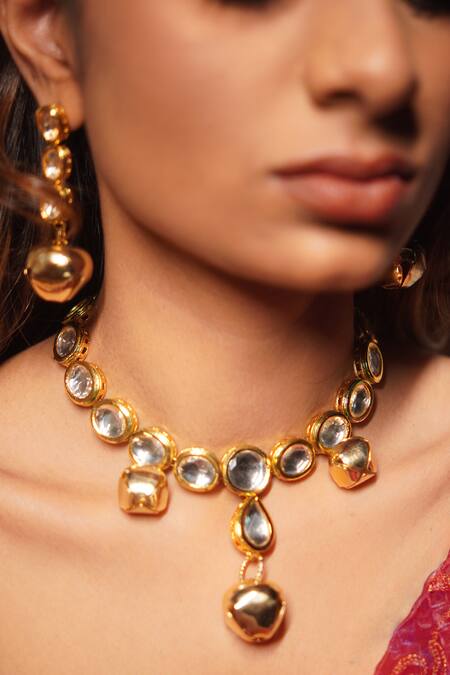 Rejuvenate Jewels_Gold Plated Kundan Ghungroo Choker _Online_at_Aza_Fashions