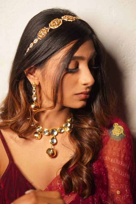 Buy_Rejuvenate Jewels_Gold Plated Kundan Ghungroo Choker _Online_at_Aza_Fashions