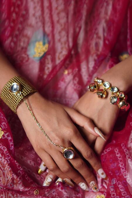 Buy_Rejuvenate Jewels_Gold Plated Kundan Embellished Anklet _Online_at_Aza_Fashions