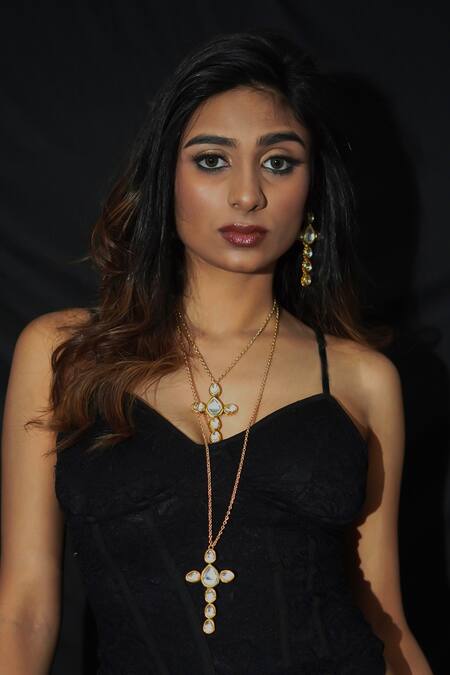 Buy_Rejuvenate Jewels_Gold Plated Celestial Kundan Earrings _Online_at_Aza_Fashions