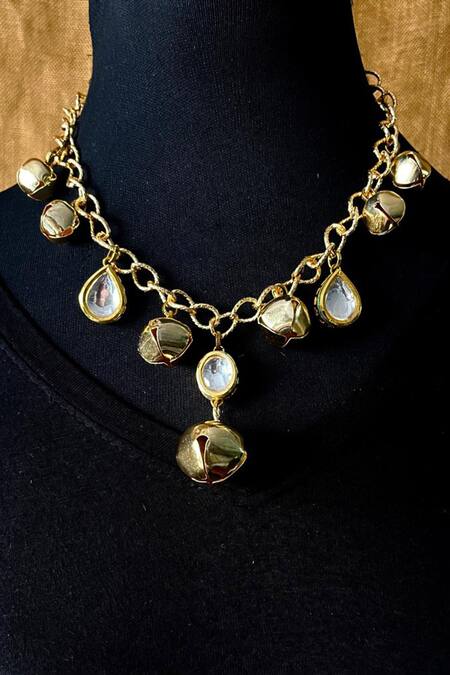 Rejuvenate Jewels Kundan Ghungroo Pendant Necklace 