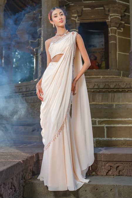 Tamaraa By Tahani Embellished Pre-Draped Saree Set 