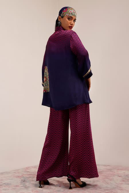 Surkh Syahi Mandala Art Print Tunic & Chevron Palazzo Set 