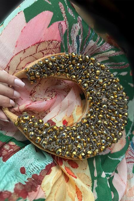 Buy Bhavna Kumar Gold Beads Antique Moon Shaped Bag Online at Aza Fashions Buy_Bhavna Kumar_Gold Beads Antique Moon Shaped Bag_Online_at_Aza_Fashions