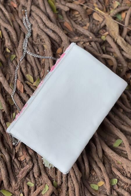 Shop Bhavna Kumar White Beads Floral Embroidered Clutch at Aza Fashions Shop_Bhavna Kumar_White Beads Floral Embroidered Clutch_at_Aza_Fashions