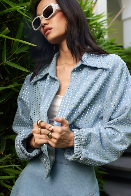 KAY KAY Indigo Swarovski Embellished Jacket 