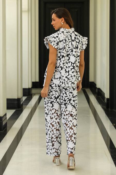 Kay Kay Frill Sleeve Fiore Print Top & Pant Set 