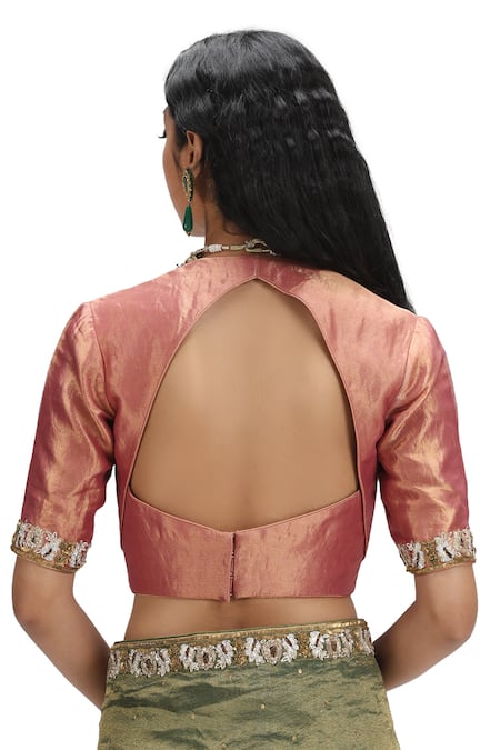 Shop Mimamsaa Green Tissue, Silk Sequins Asymmetric Olive Metallic Saree And Blouse Online at Aza Fashions Shop_Mimamsaa_Green Tissue, Silk Sequins Asymmetric Olive Metallic Saree And Blouse _Online_at_Aza_Fashions