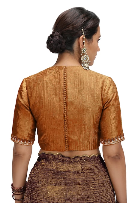 Mimamsaa Maroon Dhoop Chaon Metallic Saree Set 