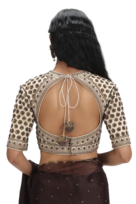 Shop Mimamsaa Brown Organza, Silk, Muslin Sequins, Embroidery Handwoven Scatter Saree Set Online at Aza Fashions Shop_Mimamsaa_Brown Organza, Silk, Muslin Sequins, Embroidery Handwoven Scatter Saree Set _Online_at_Aza_Fashions
