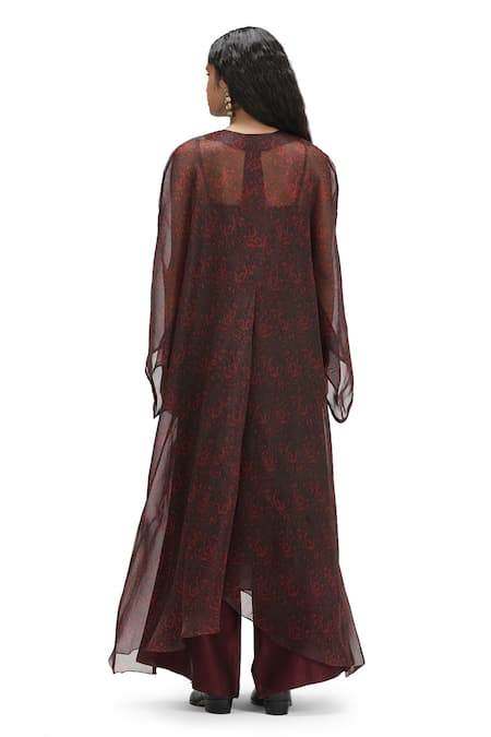 Mimamsaa Black Abstract Pattern Kaftan Pant Set 