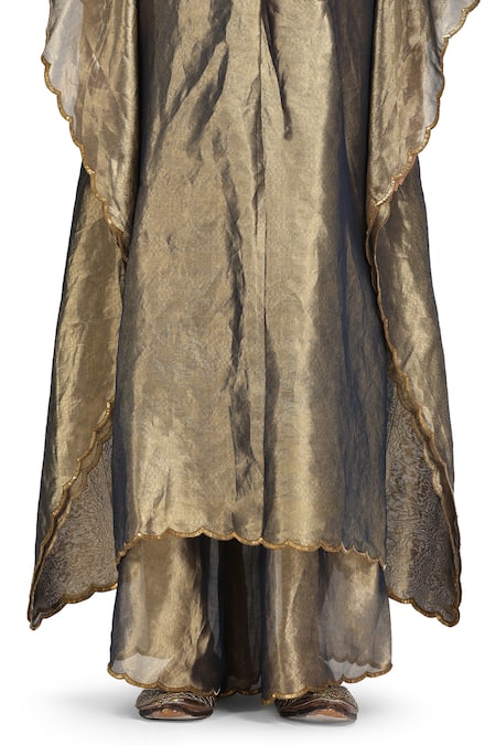 Buy Mimamsaa Gold Silk, Tissue Sequins V-neck Metallic Woven Kaftan And Pant Set Online at Aza Fashions Buy_Mimamsaa_Gold Silk, Tissue Sequins V-neck Metallic Woven Kaftan And Pant Set _Online_at_Aza_Fashions
