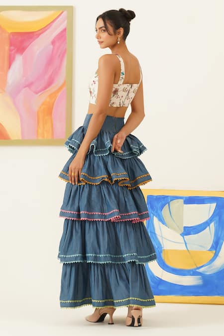 Sunandini Tiered Lace Circular Skirt 