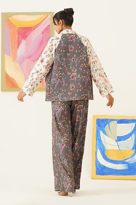 Sunandini Floral Vine Printed Quilted Jacket 