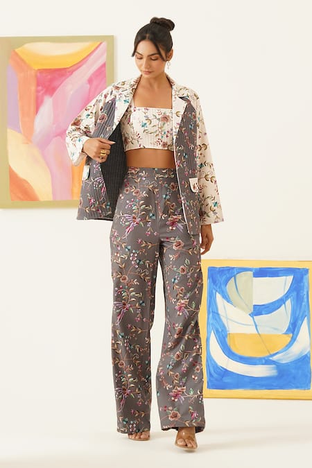 Sunandini Floral Veli Printed Quilted Jacket With Pant Set 