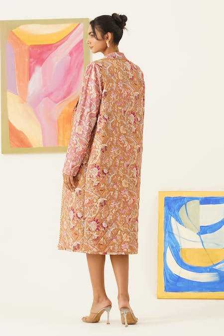 Sunandini Floral Print Coat & Dress Set 