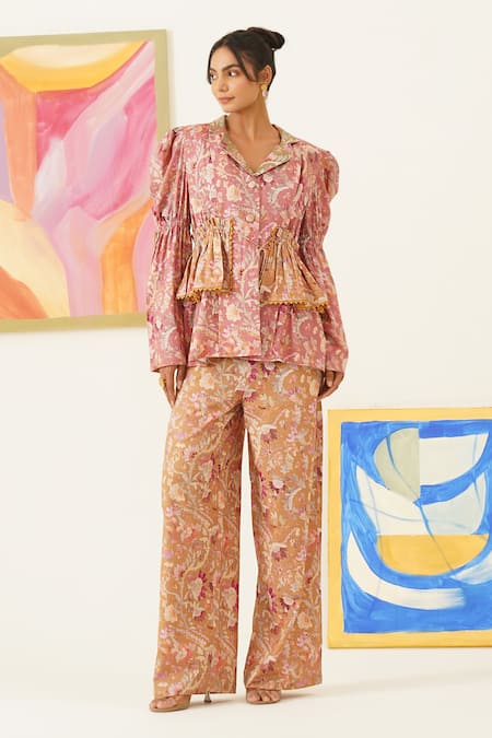 Sunandini Floral Print Long Top With Pant 