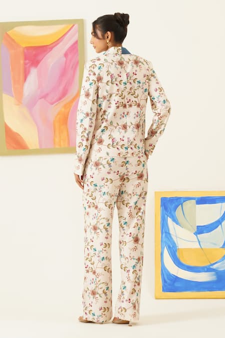 Sunandini Floral Print Semi Double Breasted Blazer 